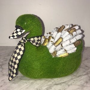 BNWT Swan Topiary faux green moss hand painted wood checkered pattern tie